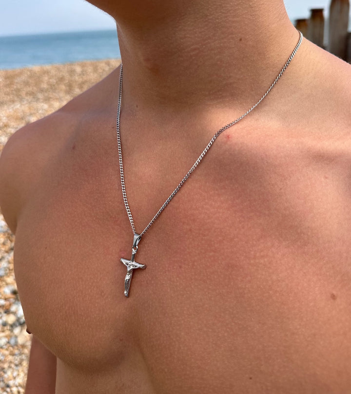 Silver Cross Necklace mens