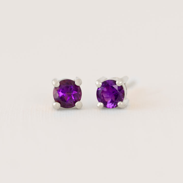 Amethyst Stud Earrings Silver