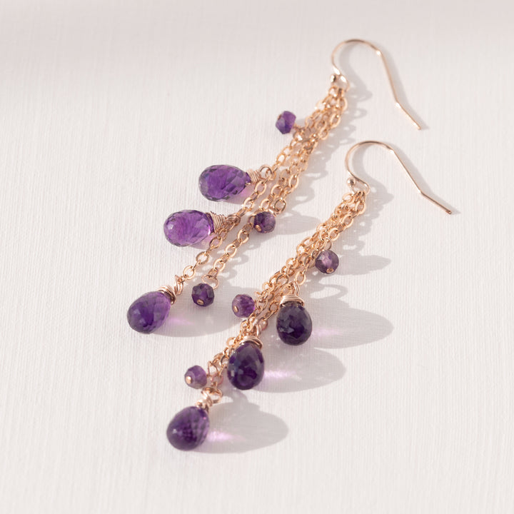 Rose Gold Amethyst Earrings