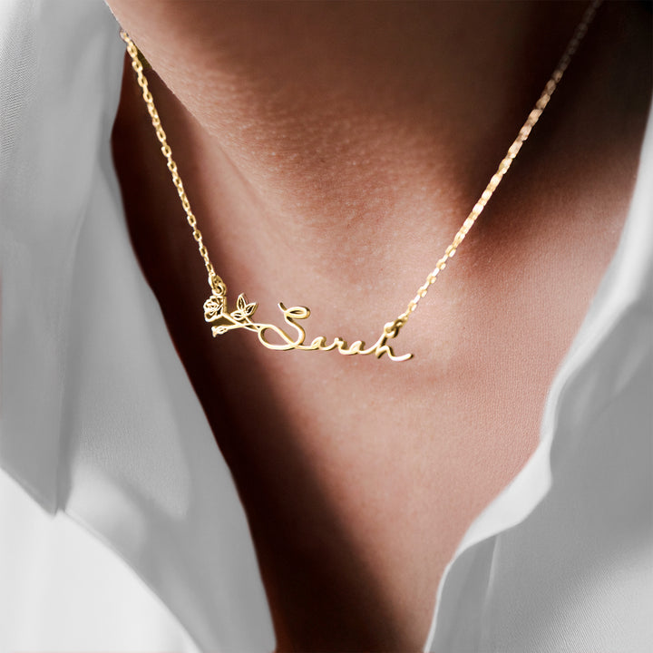 Birth flower Necklace with Name