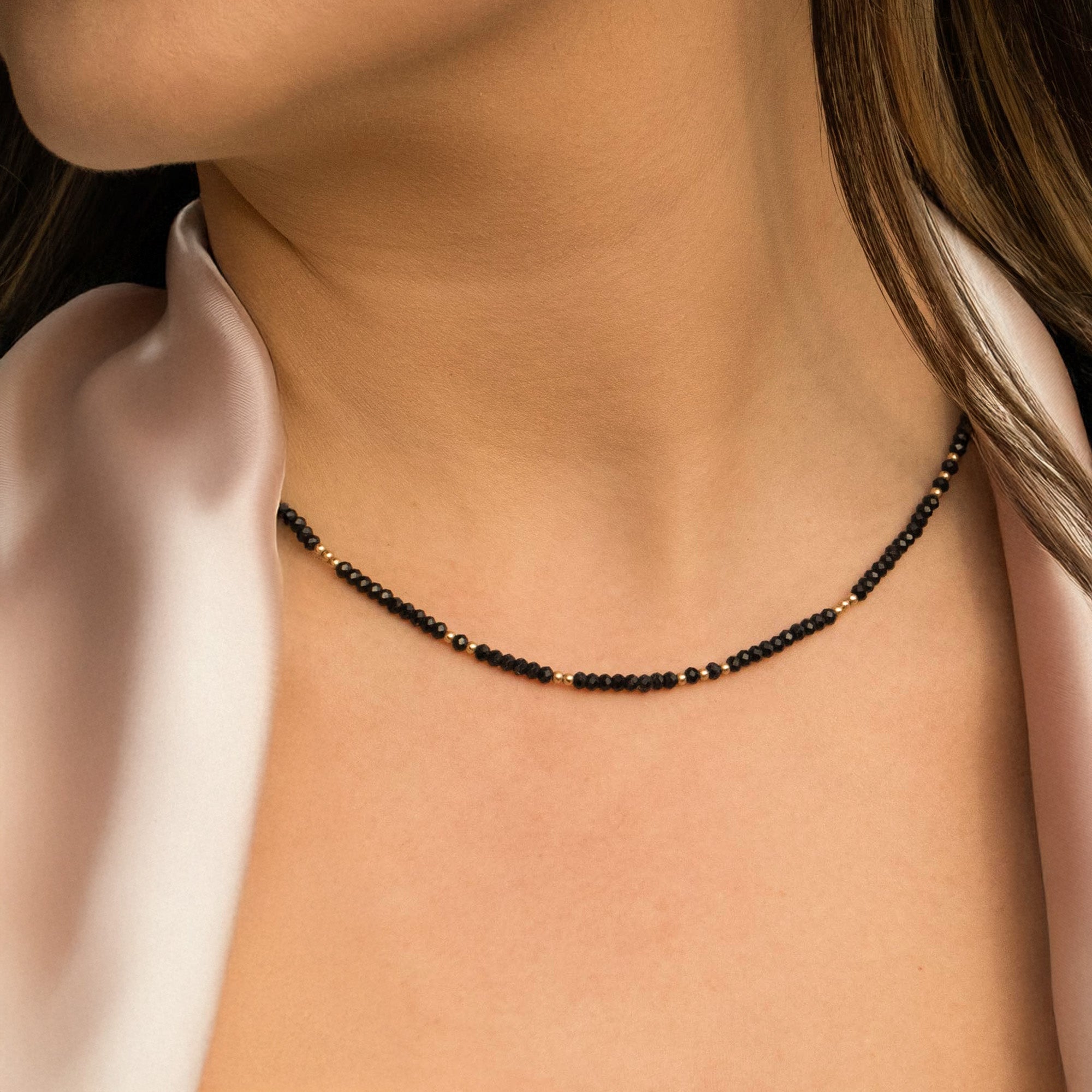 Black Tourmaline Necklace | Black Tourmaline Bead Necklace – Abiza
