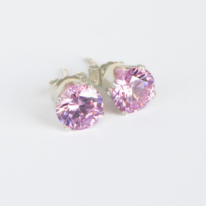 Pink Stud Earrings Sterling Silver
