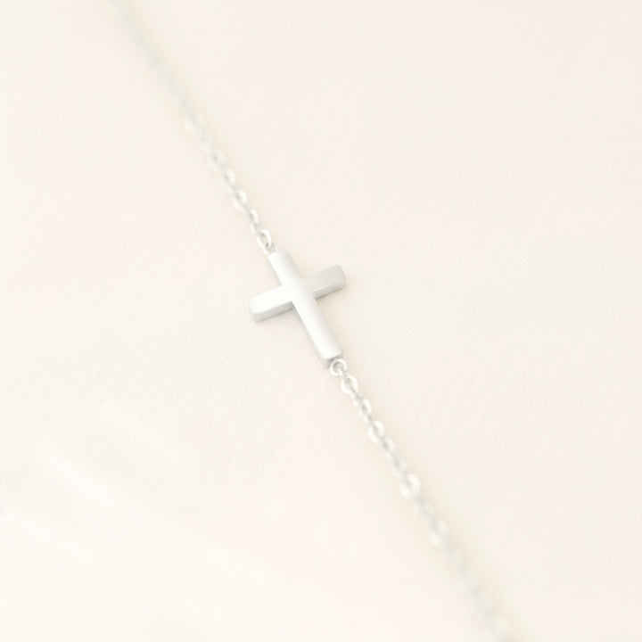 Silver Cross Necklace Sideayws