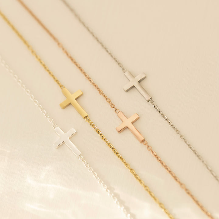 Sideways Cross Pendant Necklace