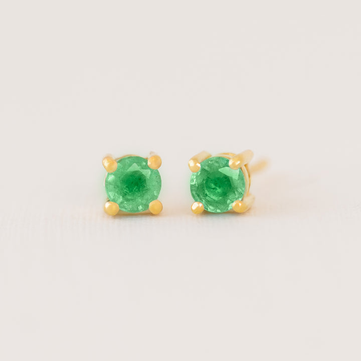 Gold and Emerald Stud Earrings