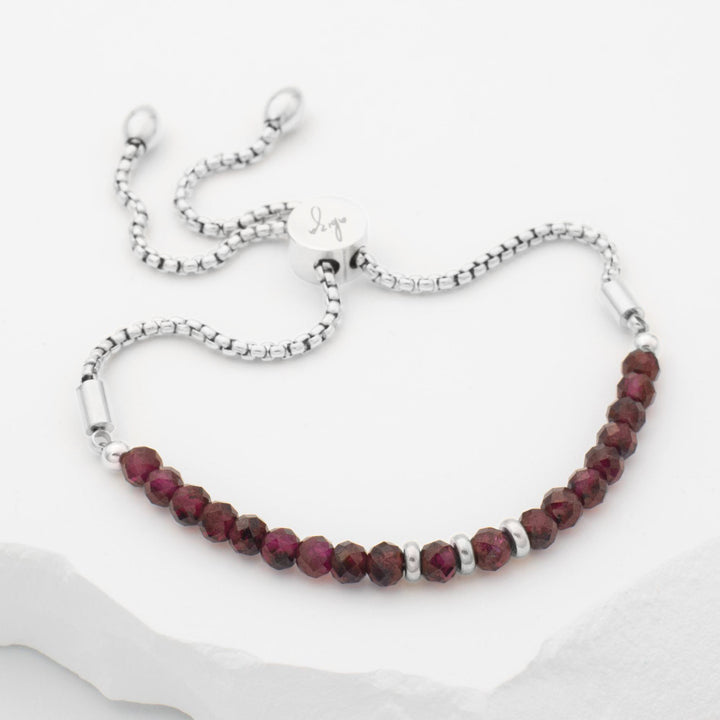 Mens Garnet Bracelet Silver