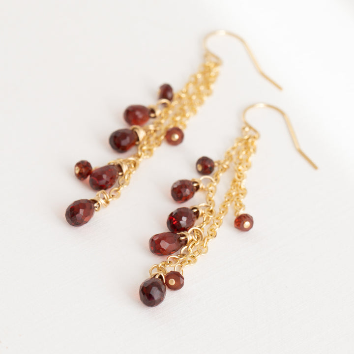 Garnet Earrings Gold