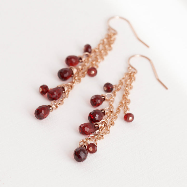 Garnet and Rose Gold Earrings