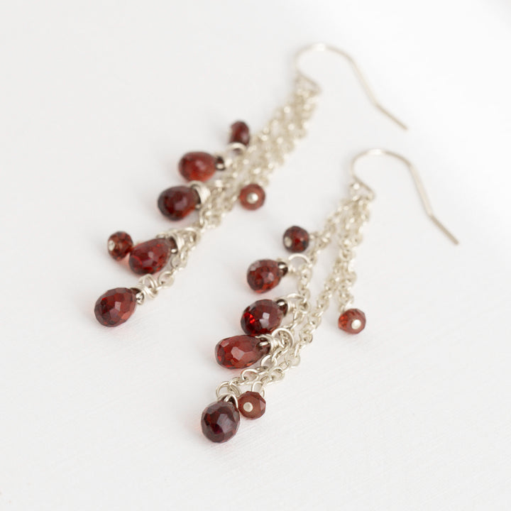 Garnet and Silver Earrings