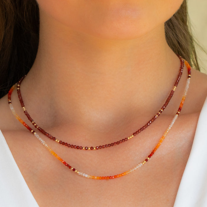 Garnet Necklace Fire Opal Necklace