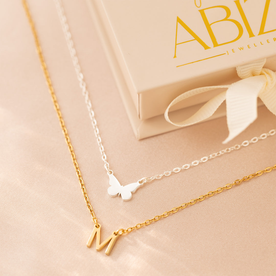 Dainty Initial Necklace Gold and Silver