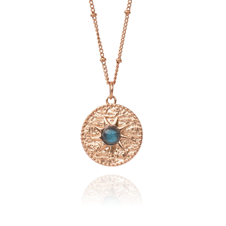 Rose Gold Sun Necklace with Labradorite