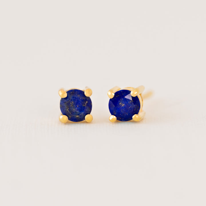 Lapis Lazuli Stud Earrings Gold