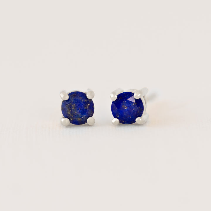 Lapis Lazuli Stud Earrings Silver
