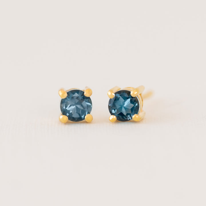 London Blue Topaz Gold 4mm Stud Earrings