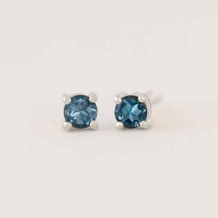 London Blue Topaz 4mm Stud Earrings Sterling Silver