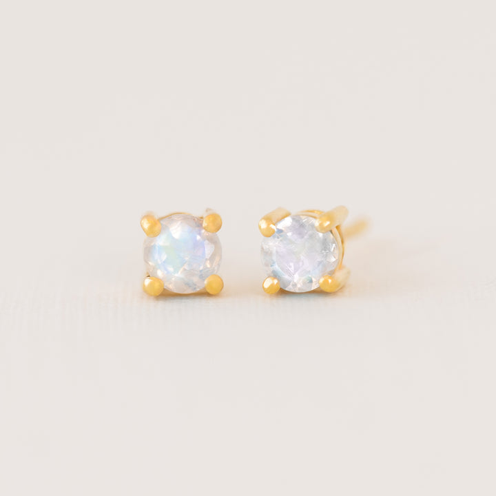 Moonstone Stud Earrings Gold