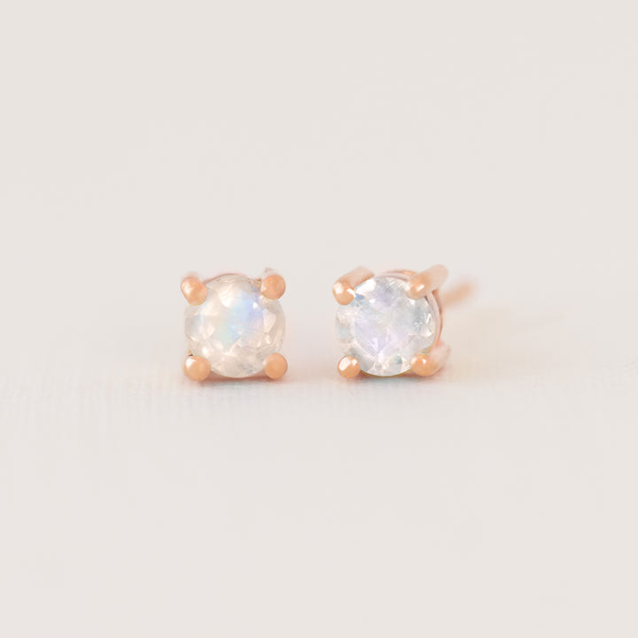 Rainbow Moonstone Stud Earrings