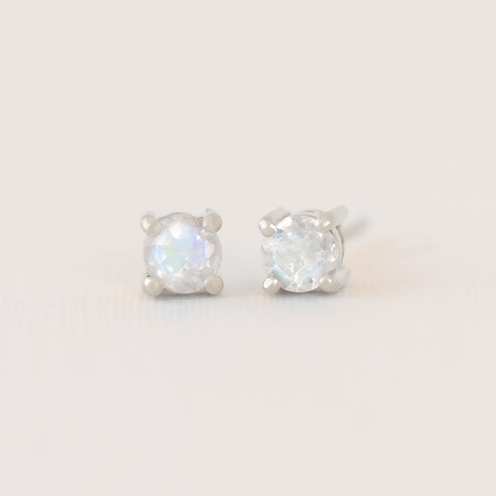Moonstone Silver Stud Earrings