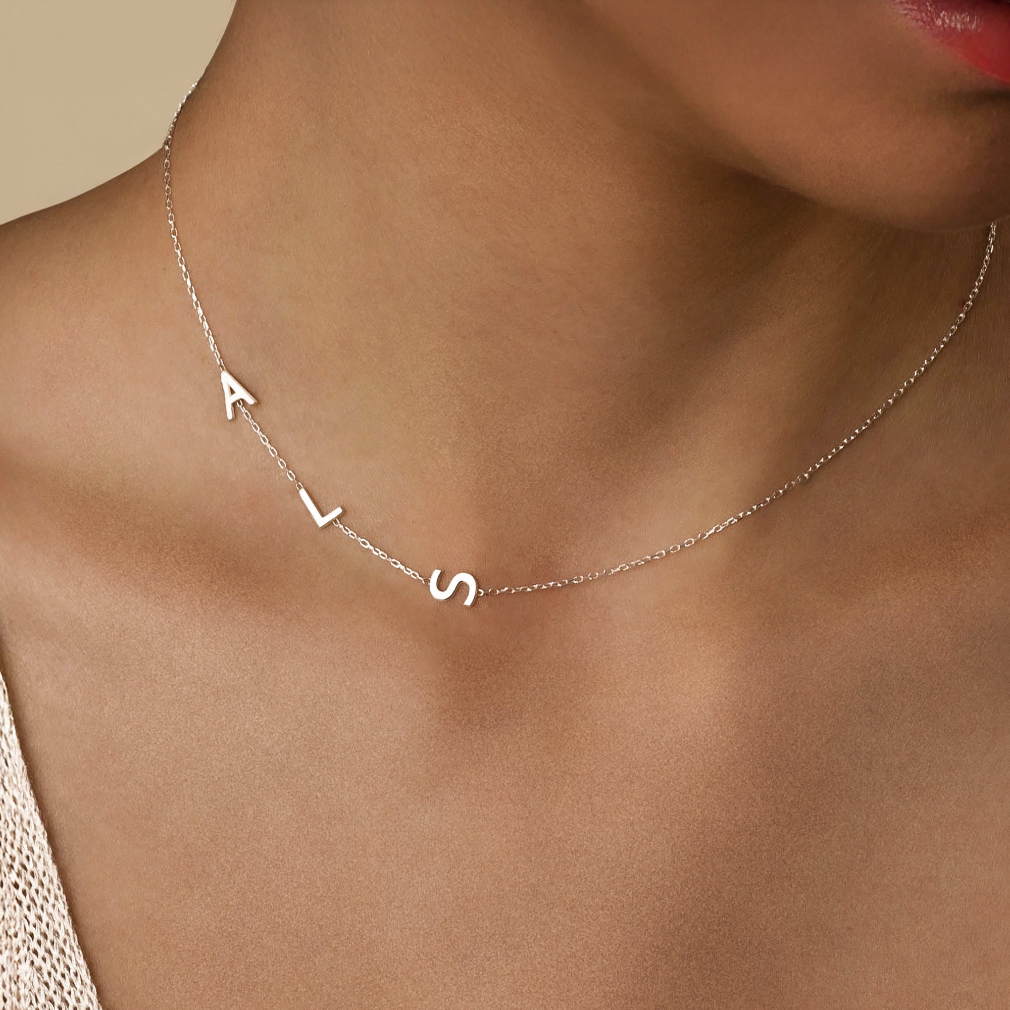 Sideways Initial Pendant Letter Sideways Necklace Sideways Initial