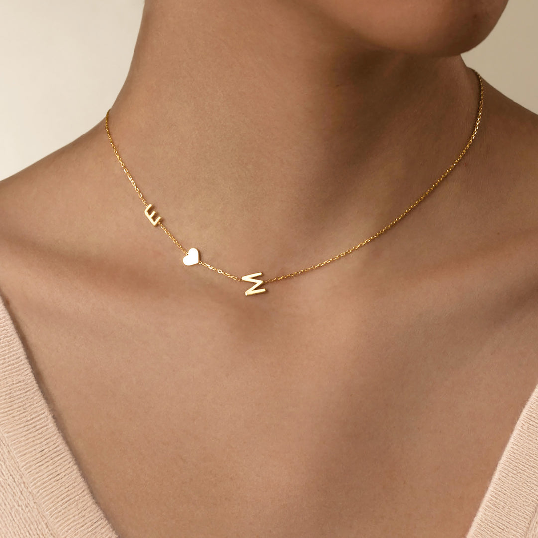 Sideways Initial Necklace Gold