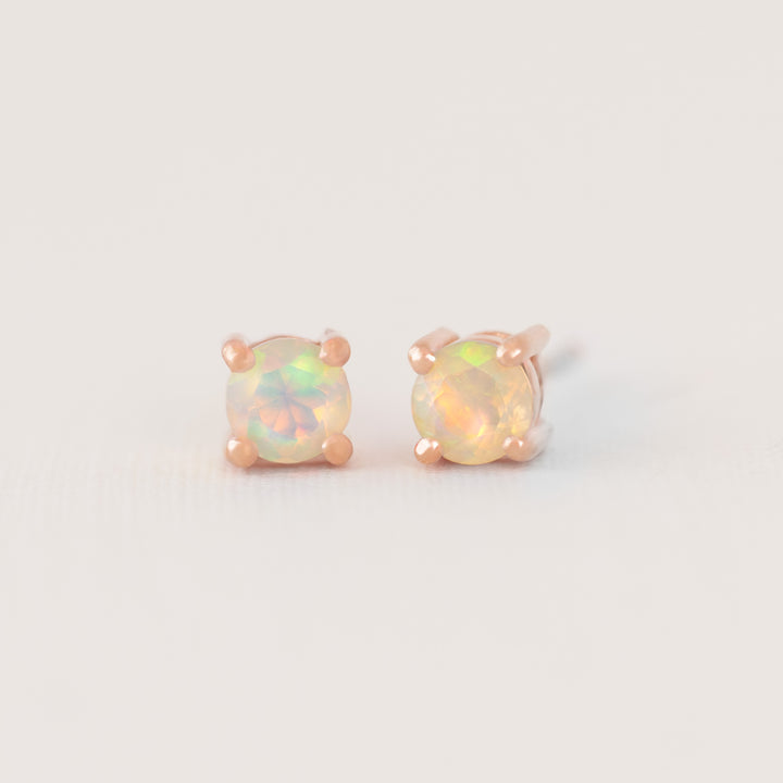 Rose Gold Opal Earrings Studs