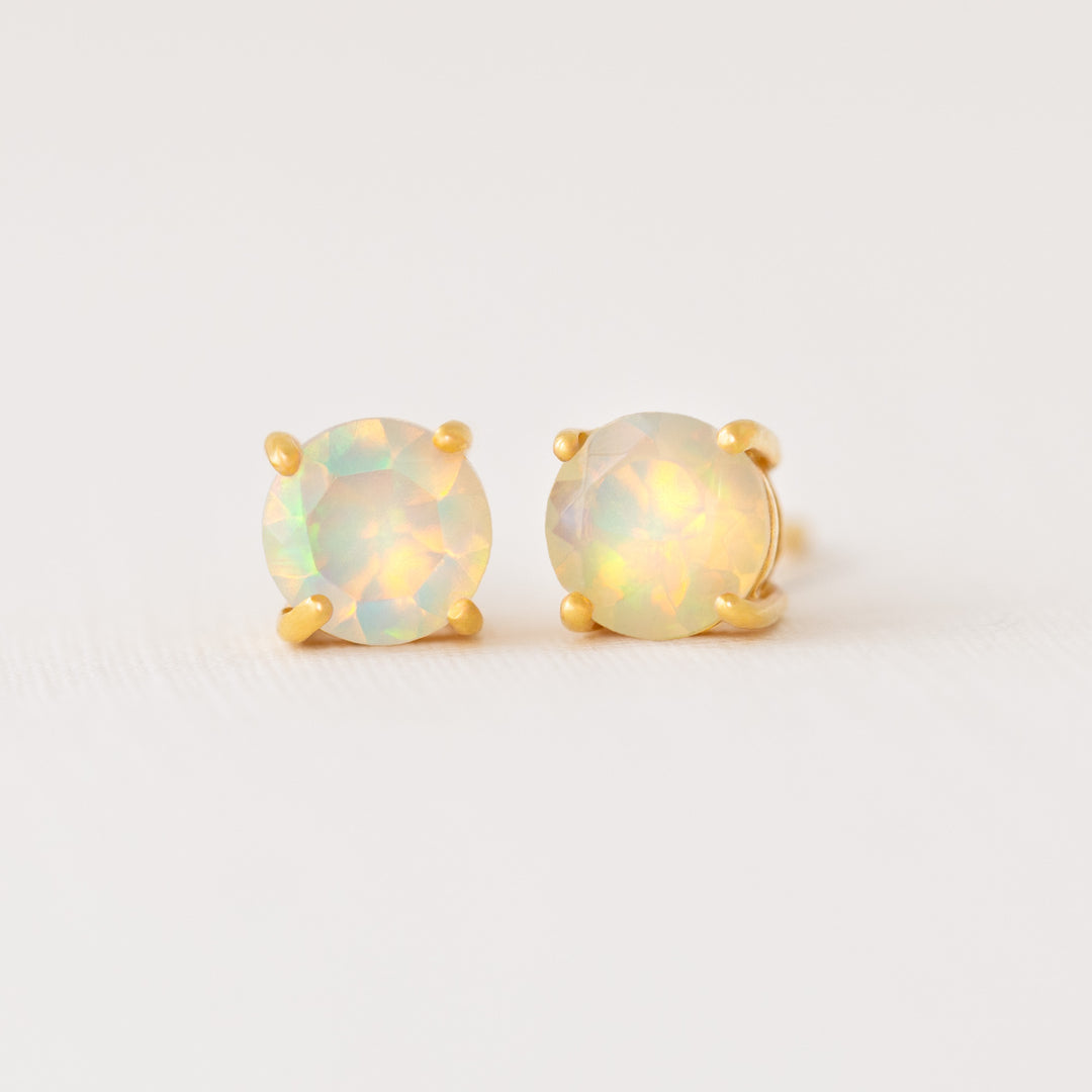 Opal Stud Earrings Gold