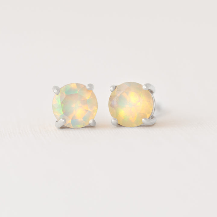 Opal Stud Earrings Sterling Silver