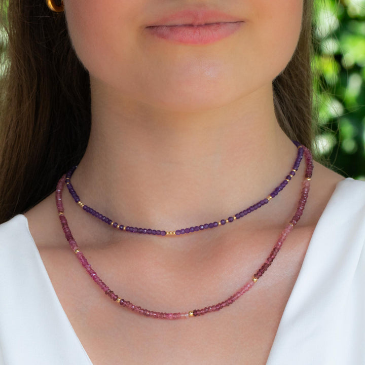 Pink Tourmaline and Amethyst Necklaces
