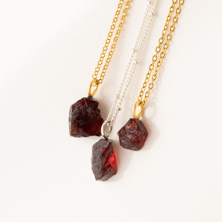 Raw Garnet Pendant Necklace