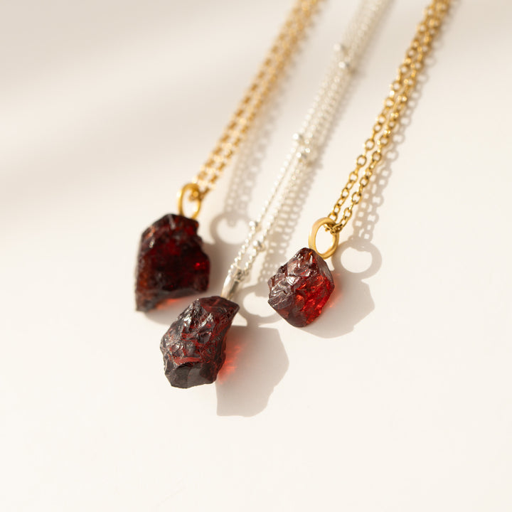 Raw Garnet Stone Necklace
