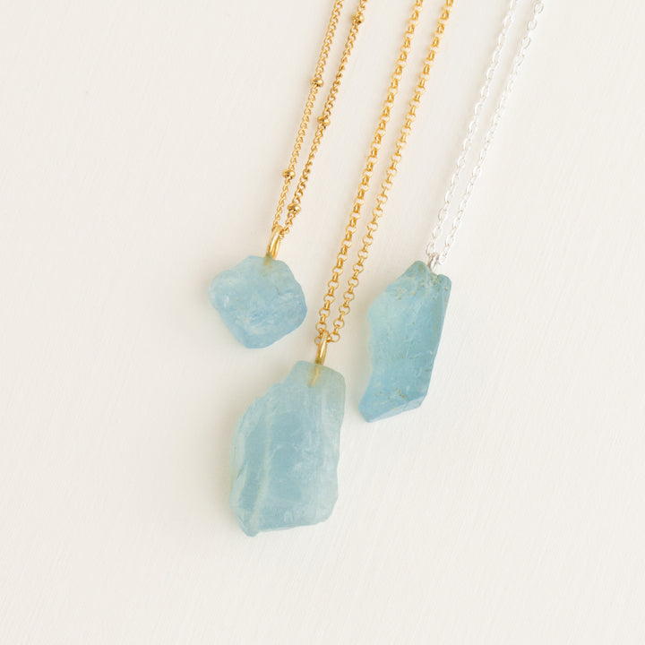 Raw Aquamarine Stone Necklace