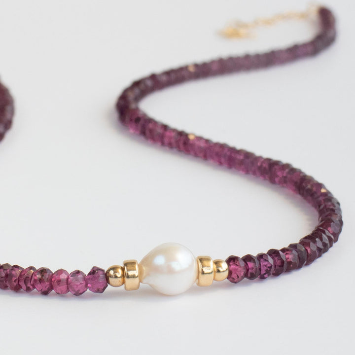 Rhodolite Garnet Pearl Necklace