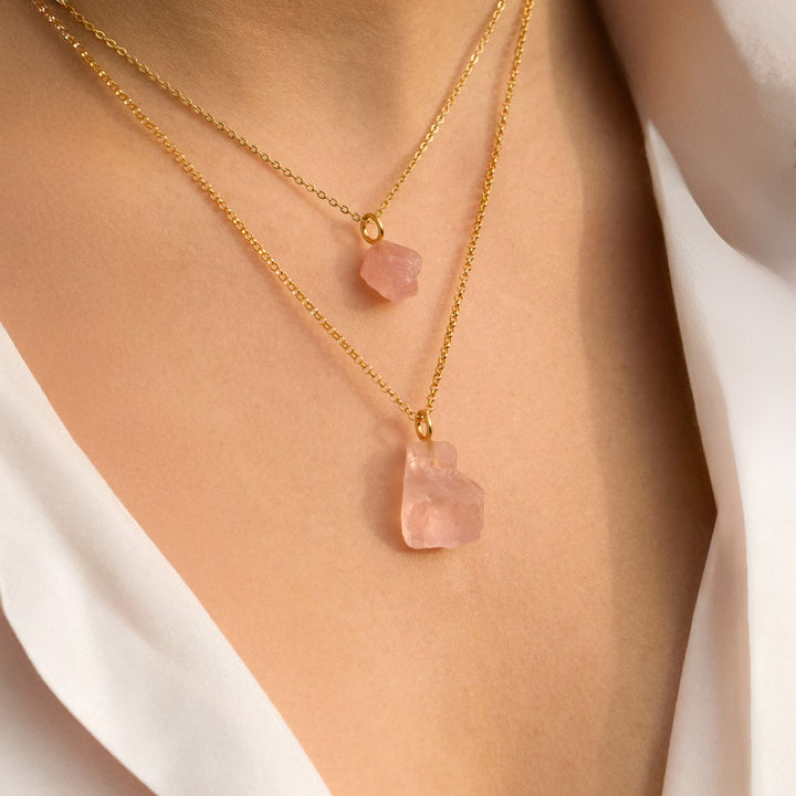 rose quartz pendant gold