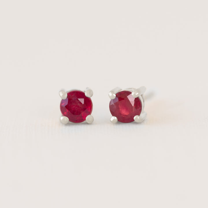 Genuine Ruby Stud Earrings