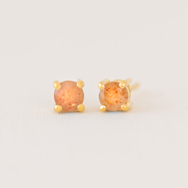 Orange Sunstone Stud Earrings