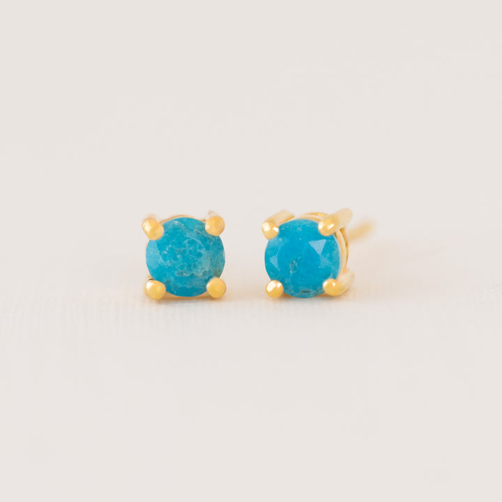 Small Turquoise Stud Earrings Gold