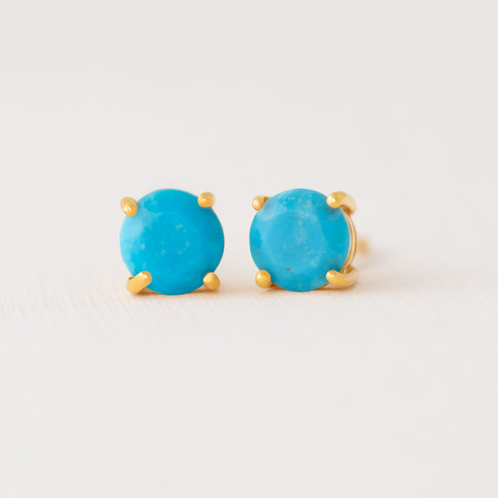 Turquoise and Gold Stud Earrings