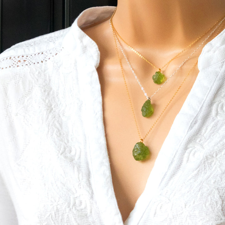 raw peridot necklace