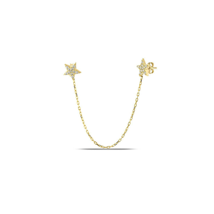 Double Piercing Gold Chain Earrings