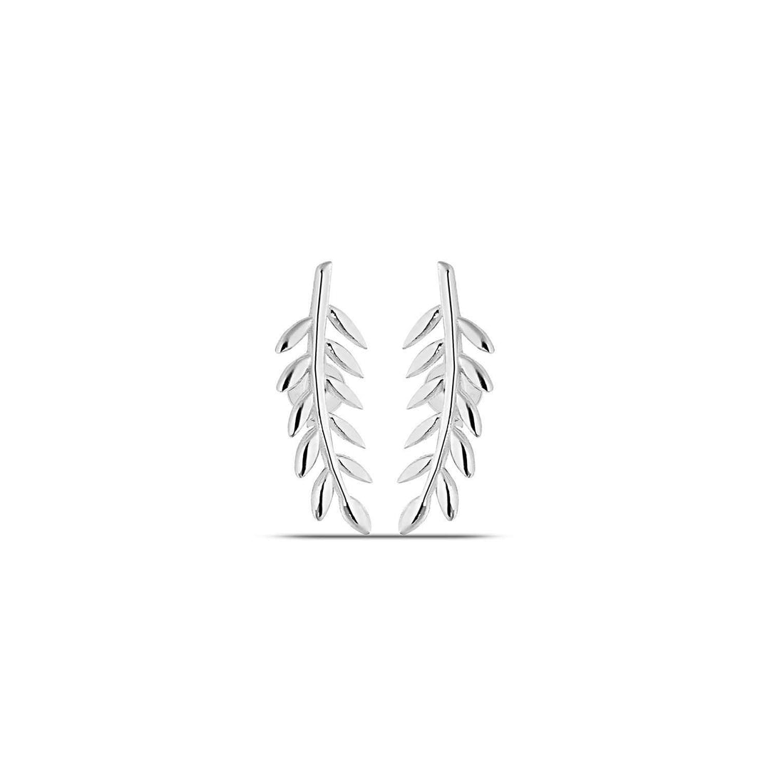 Silver Leaf Stud Earrings
