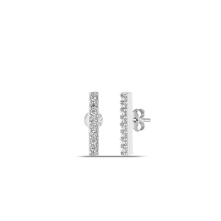 Pavé Bar Stud Earrings Sterling Silver