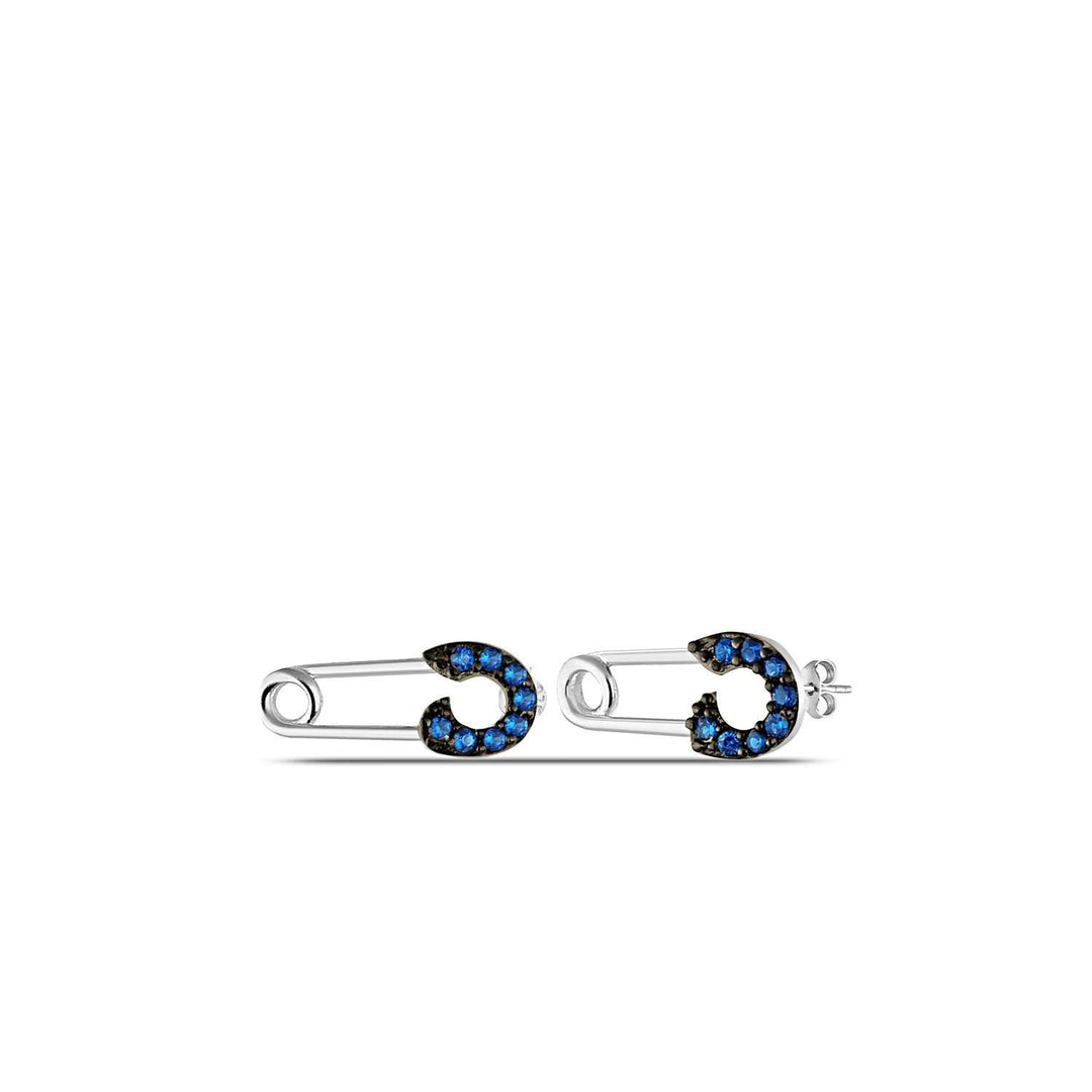 sapphire safety pin stud earrings