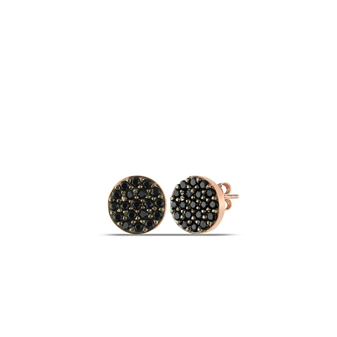 Pave Black Stud Earrings Rose Gold