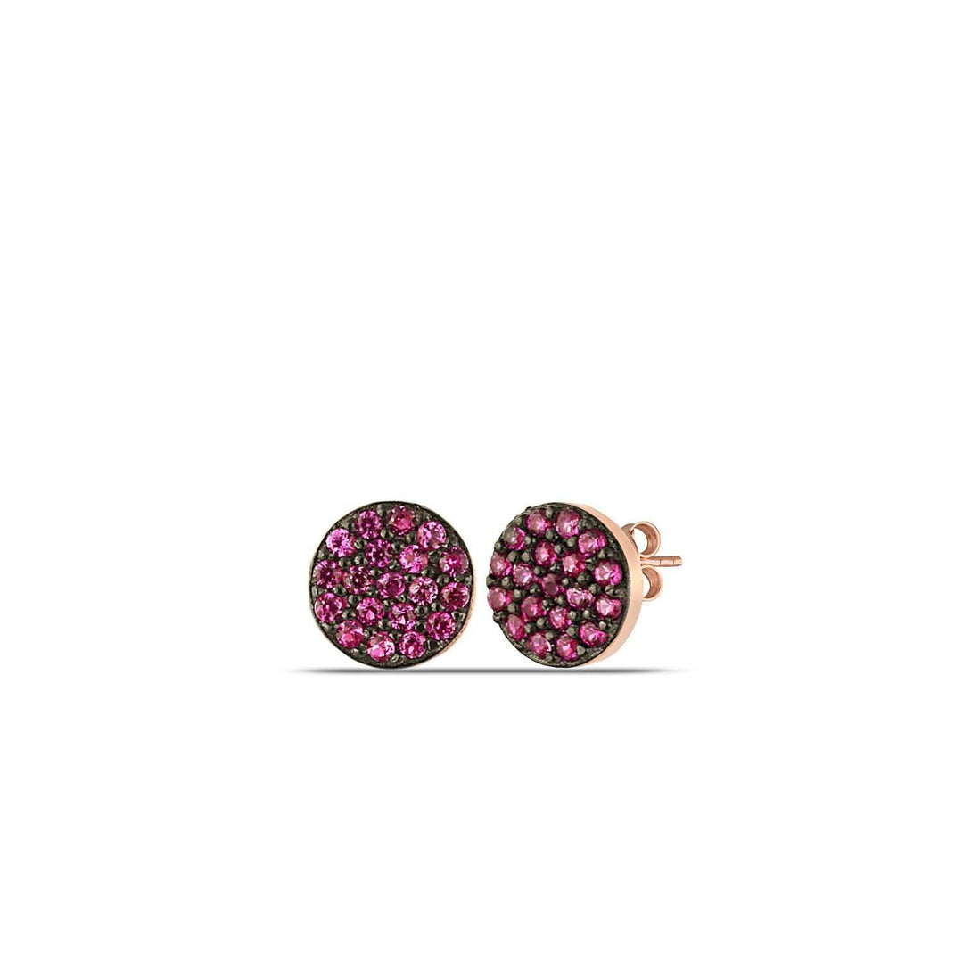 Rose Gold Ruby Stud Earrings