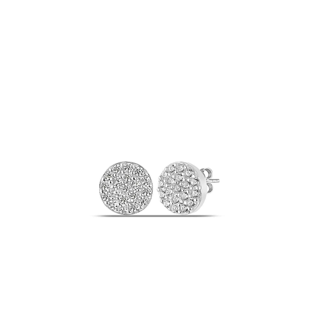Sterling Silver Pave Stud Earrings