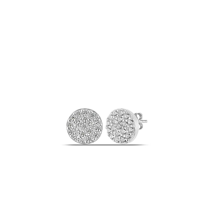 Sterling Silver Pave Stud Earrings