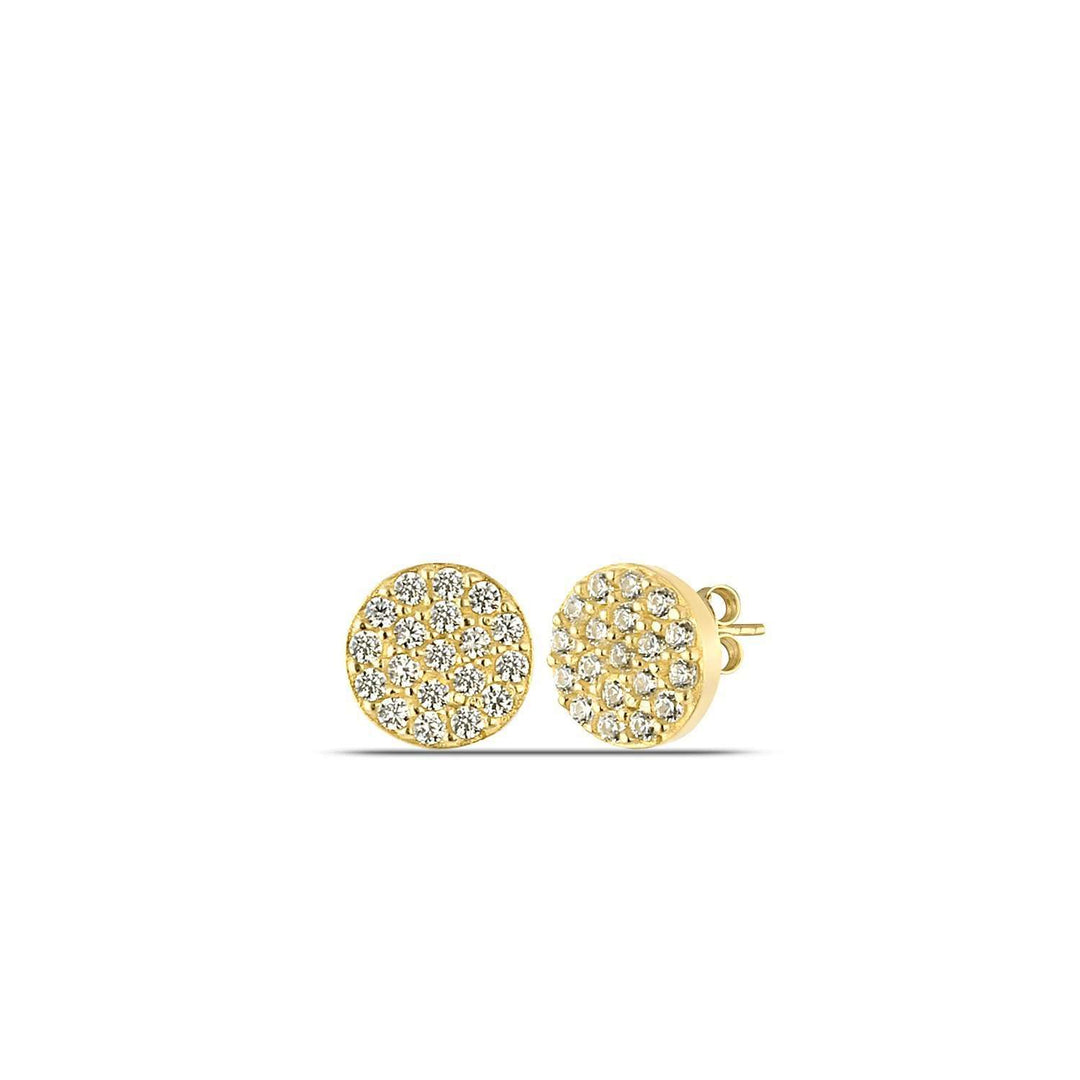 Pavé Round Stud Earrings Gold