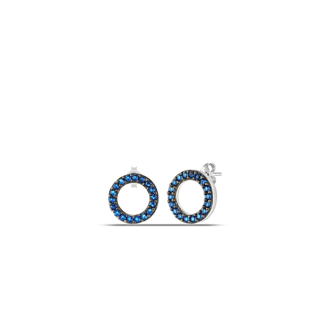 Cz Sapphire Open Circle Stud Earrings