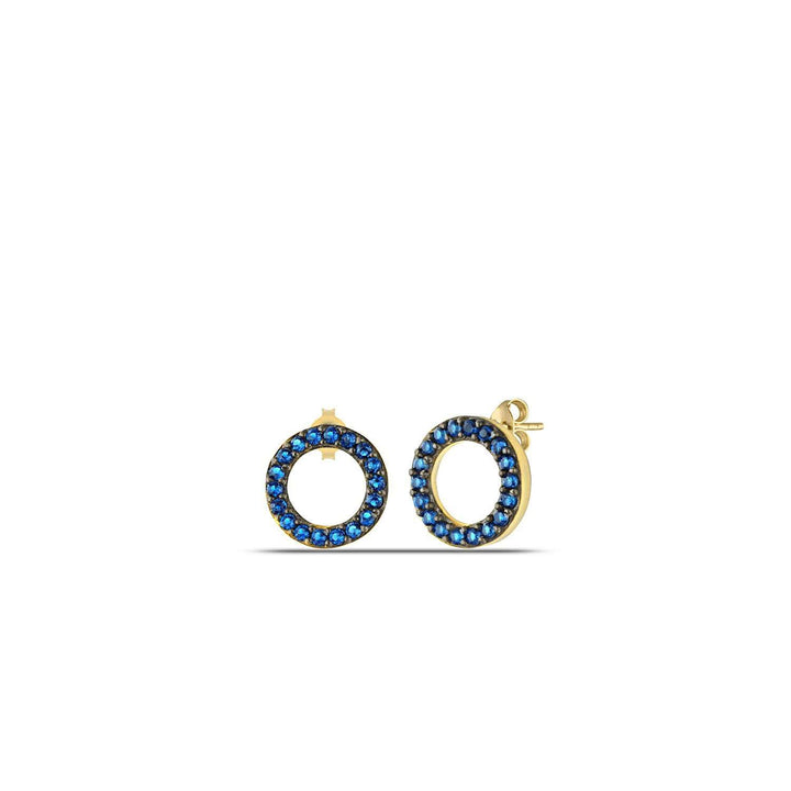 Cz Sapphire Open Circle Stud Earrings